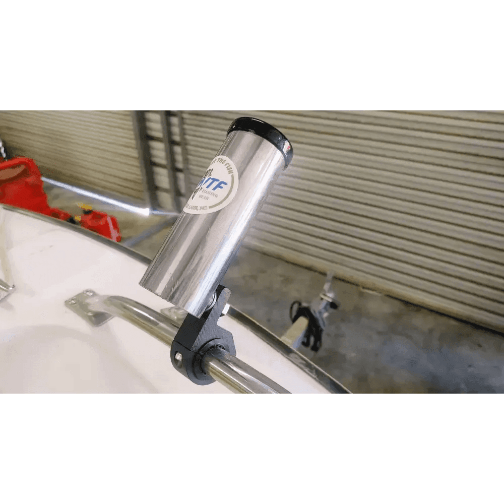 Clamp Around Fishing Rod Holder - Works on round/oval or square tubing - What the Fish Fishing Gear