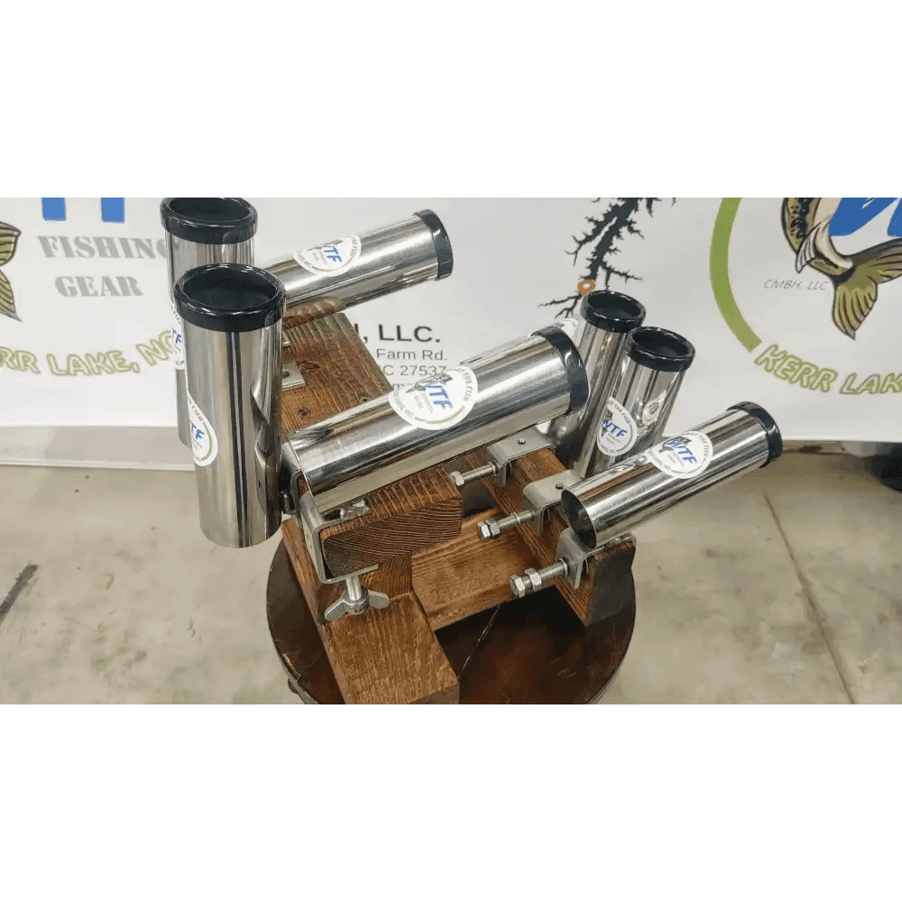 Clamp-on fishing rod holder, stainless steel with four variations - What the Fish Fishing Gear