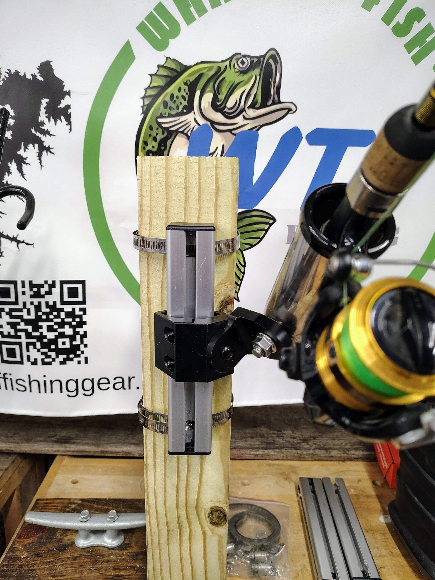 Post Clamp Fishing Rod Holder for Docks and Piers - What the Fish Fishing Gear