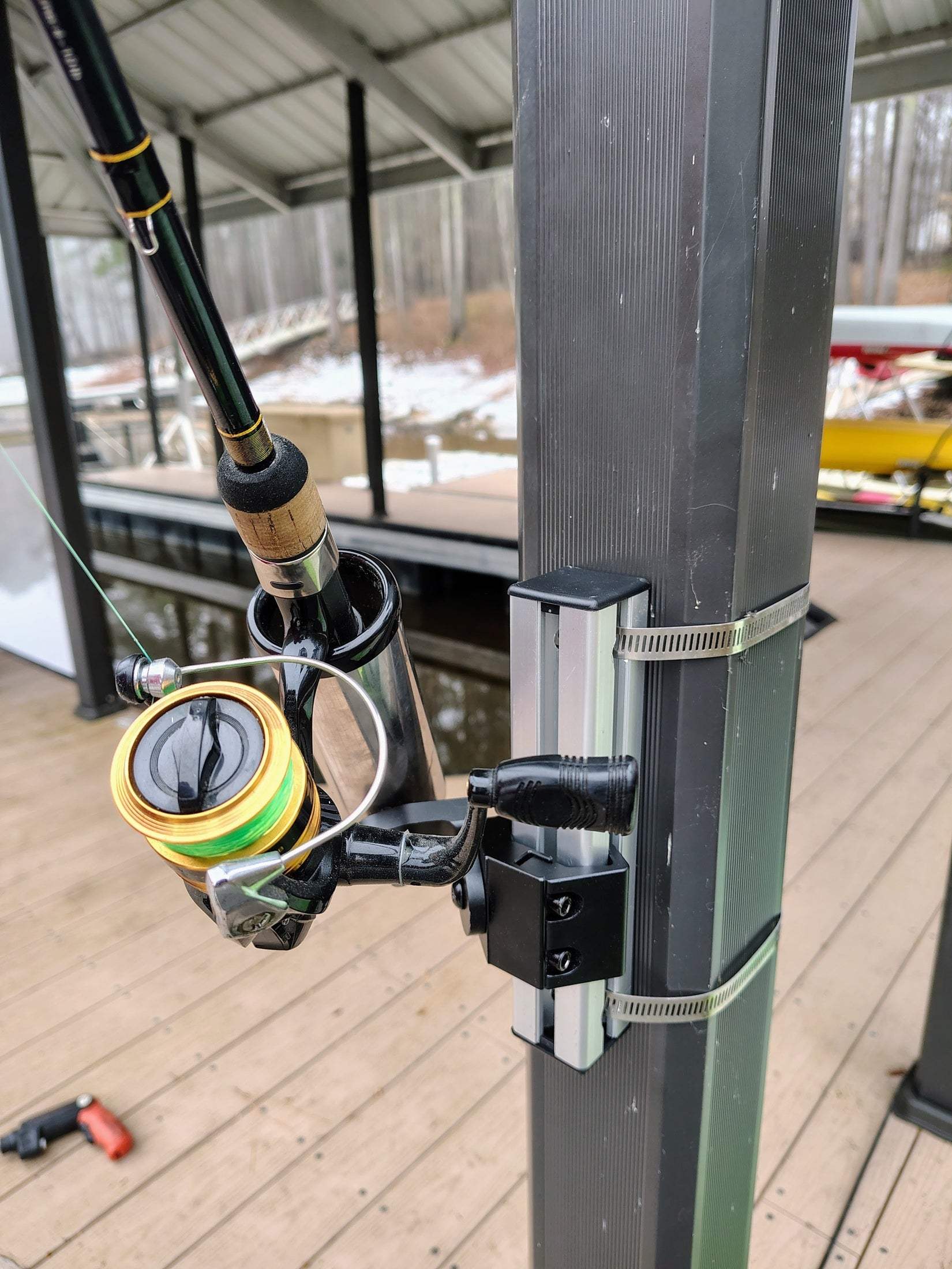 Post Clamp Fishing Rod Holder for Docks and Piers - What the Fish Fishing Gear