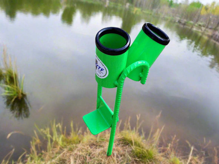 Heavy Duty Bank Fishing Rod Holder - Reel Them In, Electric Green Heavy Duty Bank Fishing Rod Holder - Reel Them In, Electric Green