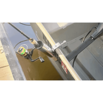 Versatile Clamp-On Fishing Rod Holder with four positional variations