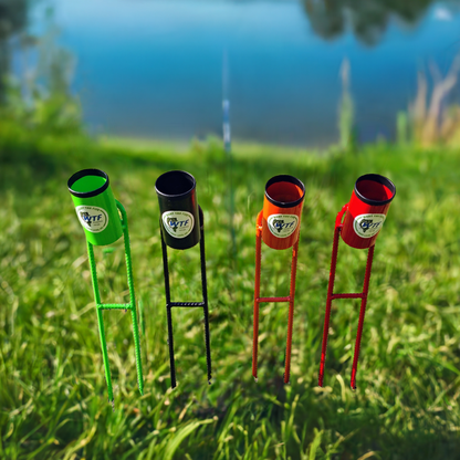 standard duty rod holders on a lake bank